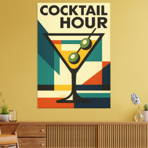Mid Century Modern Bauhaus Cocktail-Stunde Martini Leinwanddruck
