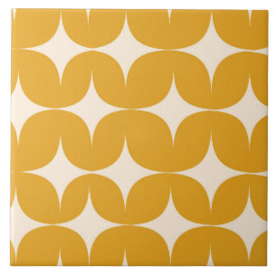 Mid Century Modern Beige Sternenexplosionen auf Or Fliese