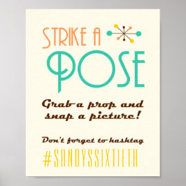 Mid Century Modern Birthday Theme Foto Booth Sign Poster