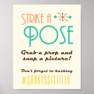 Mid Century Modern Birthday Theme Foto Booth Sign Poster