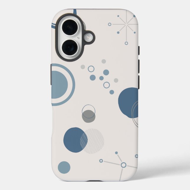 'Mid-Century Modern Blue Circles' iPhone 16 Tough  Case-Mate iPhone Hülle (Rückseite)
