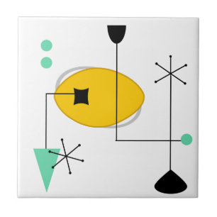 MID CENTURY MODERN BLUE YELLOW FLIESE