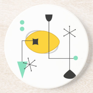 MID CENTURY MODERN BLUE YELLOW SANDSTEIN UNTERSETZER