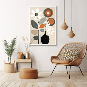 Mid Century Modern Blumen Poster
