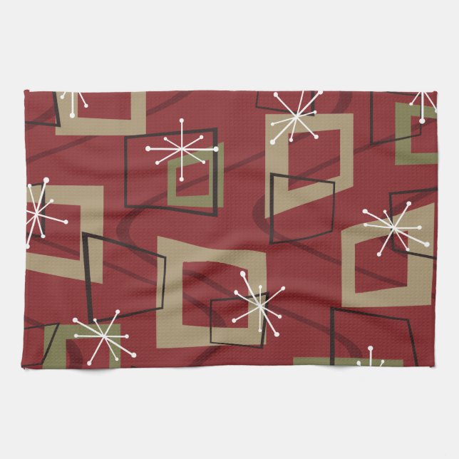 Mid Century Modern Bordeaux Geschirrtuch (Horizontal)