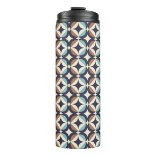 Mid-Century Modern Braun- und Türkismuster Thermosbecher