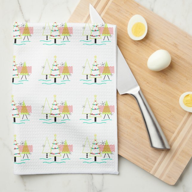 MID CENTURY MODERN CHRISTMAS TRETRO HANDTUCH (Viertel Falte)