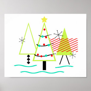 MID CENTURY MODERN CHRISTMAS TRETRO POSTER