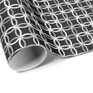 Mid-Century Modern circles, Black, White and Grey Geschenkpapier