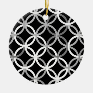 Mid-Century Modern circles, Black, White and Grey Keramikornament