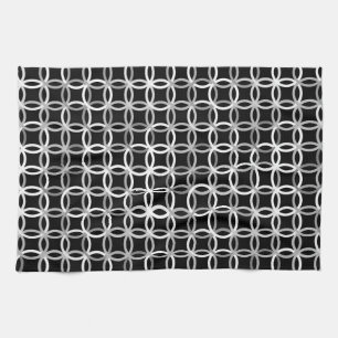 Mid-Century Modern circles, Black, White and Grey Küchentuch