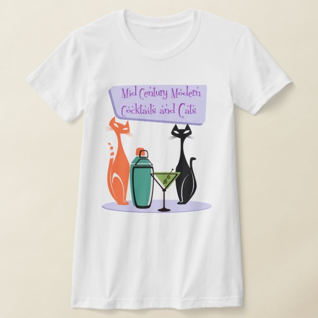 Mid Century Modern Cocktails & Cats T-Shirt (Ablage )