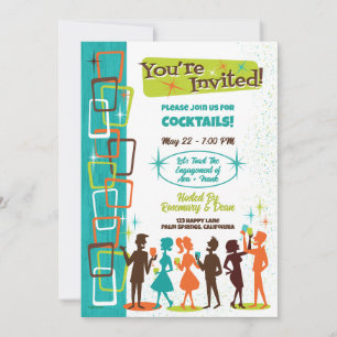 Mid-Century Modern Cocktails Verlobungsfeier Einladung