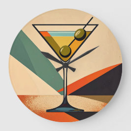 Mid Century Modern Color Block Martini Art Große Wanduhr