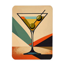 Mid Century Modern Color Block Martini Art Magnet