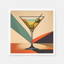 Mid Century Modern Color Block Martini Art
