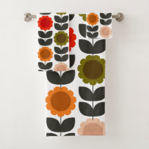 Mid-Century Modern Colored Retro Groovy Flowers