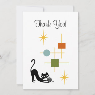 Mid Century Modern Coole Schwarze Katze Geometrisc Dankeskarte