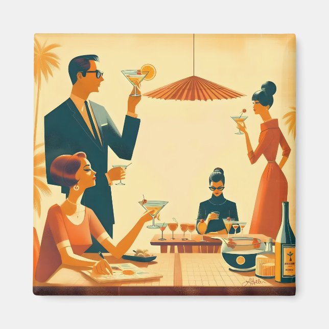 Mid Century Modern Der Martini Cocktail Kritiker Magnet (Vorne)