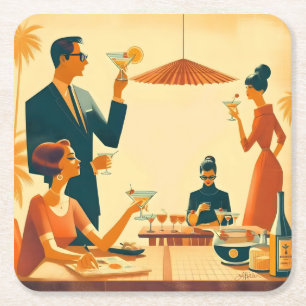 Mid Century Modern Der Martini Cocktail Kritiker Rechteckiger Pappuntersetzer