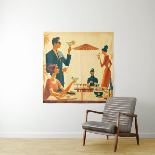 Mid Century Modern Der Martini Cocktail Kritiker Wandteppich