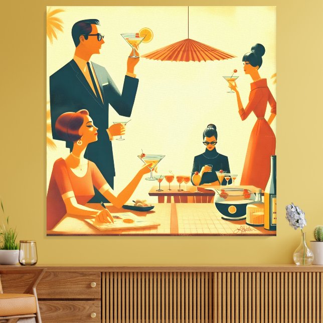 Mid Century Modern Die Cocktail-Kritiker Leinwanddruck (Insitu (Wohnzimmer))