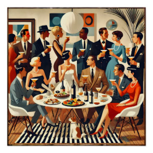 Mid Century Modern Die Martini-Intellektuellen  Poster