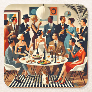 Mid Century Modern Die Martini-Intellektuellen Rechteckiger Pappuntersetzer