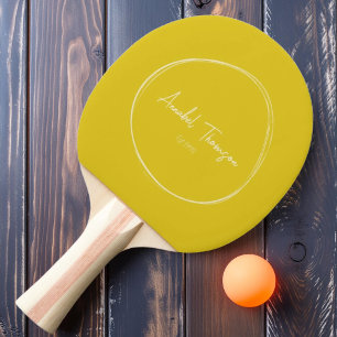 Mid-Century Modern Dunkle Zitrone mit Name Tischtennis Schläger