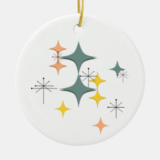 Mid Century Modern Eames Atomic Starbursts Keramik Ornament