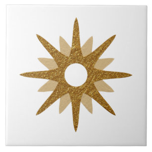 Mid-Century Modern Einzelner Goldener Sternenexplo Fliese