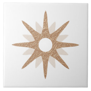Mid-Century Modern Einzelner Rosa Sternenexplosion Fliese