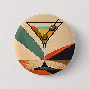 Mid Century Modern Farbblock Martini Kunst Button