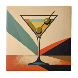 Mid Century Modern Farbblock Martini Kunst Fliese