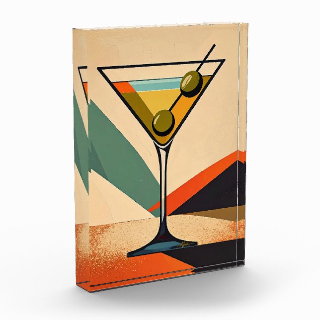 Mid Century Modern Farbblock Martini Kunst Fotoblock (Links)