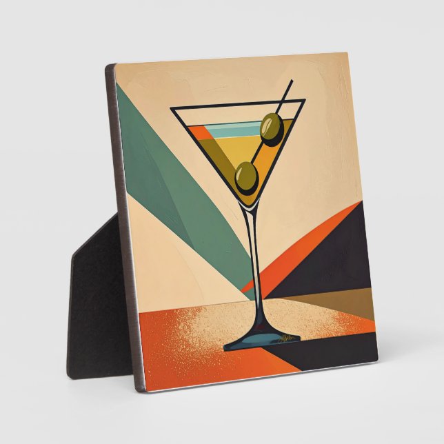 Mid Century Modern Farbblock Martini Kunst Fotoplatte (Vorderseite)