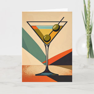 Mid Century Modern Farbblock Martini Kunst Karte