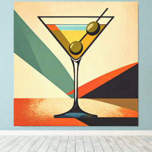 Mid Century Modern Farbblock Martini Kunst Leinwanddruck