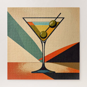 Mid Century Modern Farbblock Martini Kunst Puzzle