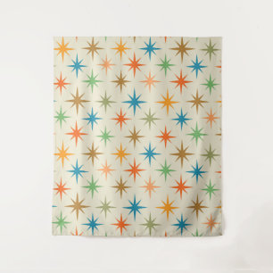Mid century modern farbiger atomarer Sternenexplos Wandteppich