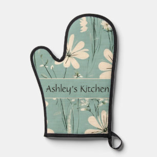 Mid Century Modern Floral Daisy Benutzerdefinierte Ofenhandschuh