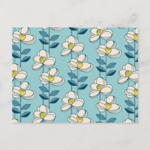 Mid-Century Modern Floral Leaf Pattern Feiertagspostkarte