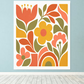 Mid Century Modern Florale Wandkunst Retro Leinwanddruck