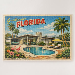 Mid Century Modern Florida Postkarte Puzzle