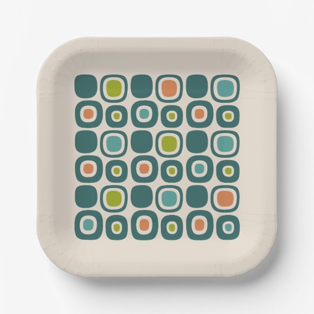 Mid Century Modern Garden Path Pattern Pappteller (Vorderseite)