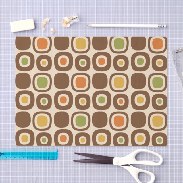 Mid Century Modern Garden Path Pattern Seidenpapier (Handwerk)