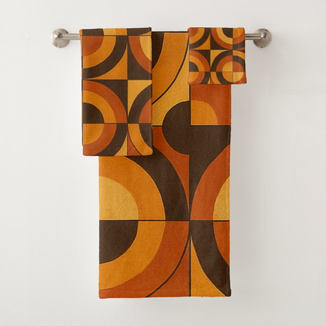 Mid Century Modern Geometric Abstract Pattern Badhandtuch Set (Insitu)