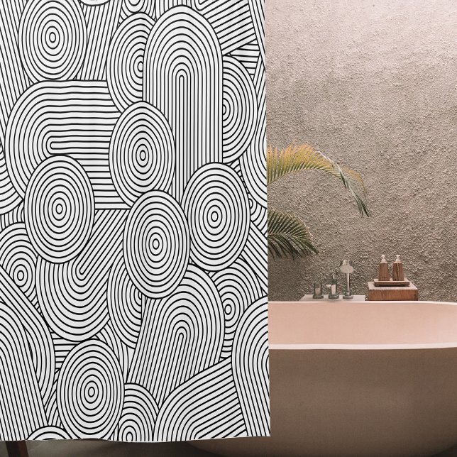 Mid Century Modern Geometric Arch Black White Duschvorhang (Mid Century Modern Geometric Arch Black White Shower Curtain)