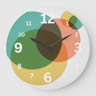 Mid-Century Modern Geometric Circles Retro Abstrac Große Wanduhr