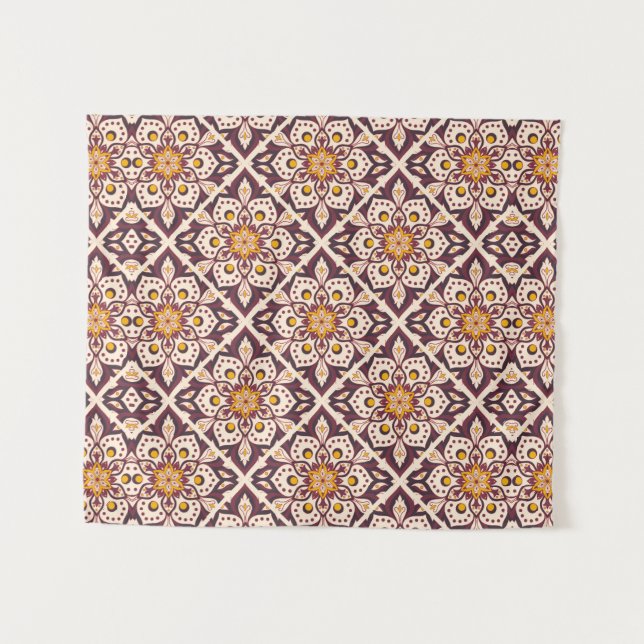 Mid-Century Modern Geometric Pattern – Retro Abstr Wandteppich (Vorderseite (Horizontal))